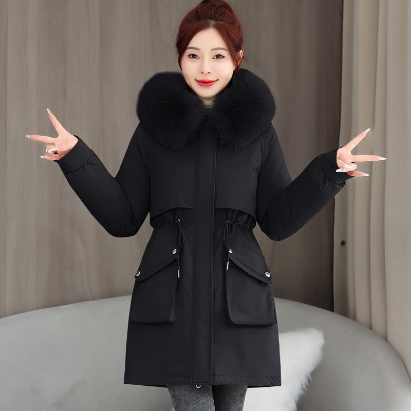 

Хлопковая одежда зима новая утолщенная пирог преодолеть женскую талию и тонкий с капюшоном большой свитер хлопковая куртка с подкладкой женская M чёрный