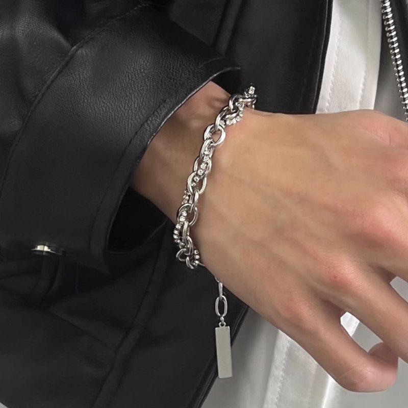 Double-Layer Cuban Diamond Bracelet Light Luxury Minority Ins Cold Style Fashion Fancy Men's and Women's Hip Hop Bracelet New Arrival