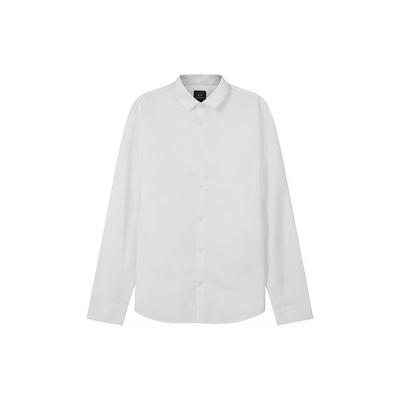 Solid Color Letter Embroidery Single-Breasted Long Sleeve Shirt Men Shirts White 8NZC31-ZN28Z-1100