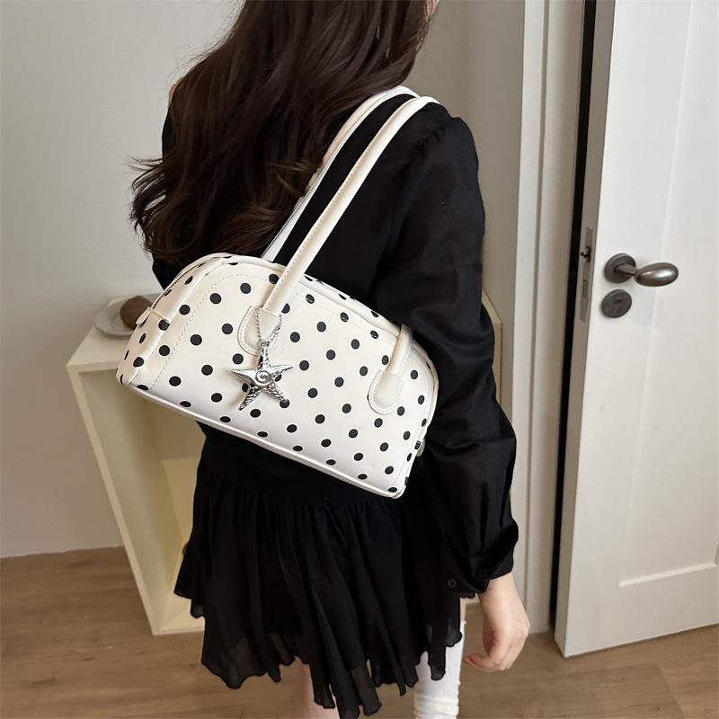Women Polka Dot Large Capacity Single Shoulder Underarm Daily Commute Handbag