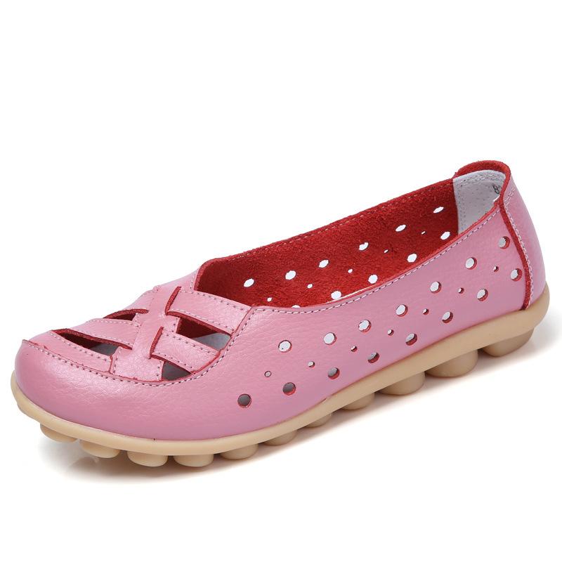 

Large size leather Doudou women s shoes mother shoes flat women s shoes versatile women s casual one-pedal lazy shoes 44 рожевий