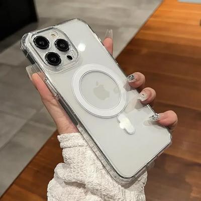 Magnetyczne Acylowe TPU Wstrząsoodporne Antyodciskowe Przezroczyste Etui Do Apple iPhone 15 14 13 12 11 Pro Max Plus Kompatybilne Z MagSafe