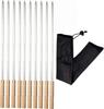 IMEEA Stainless Steel BBQ with Wooden Flat Long for and Outdoor with Storage Skewers, 10-Piece Set, 60cm, Handles, Design, Skewers, BBQ, Camping,