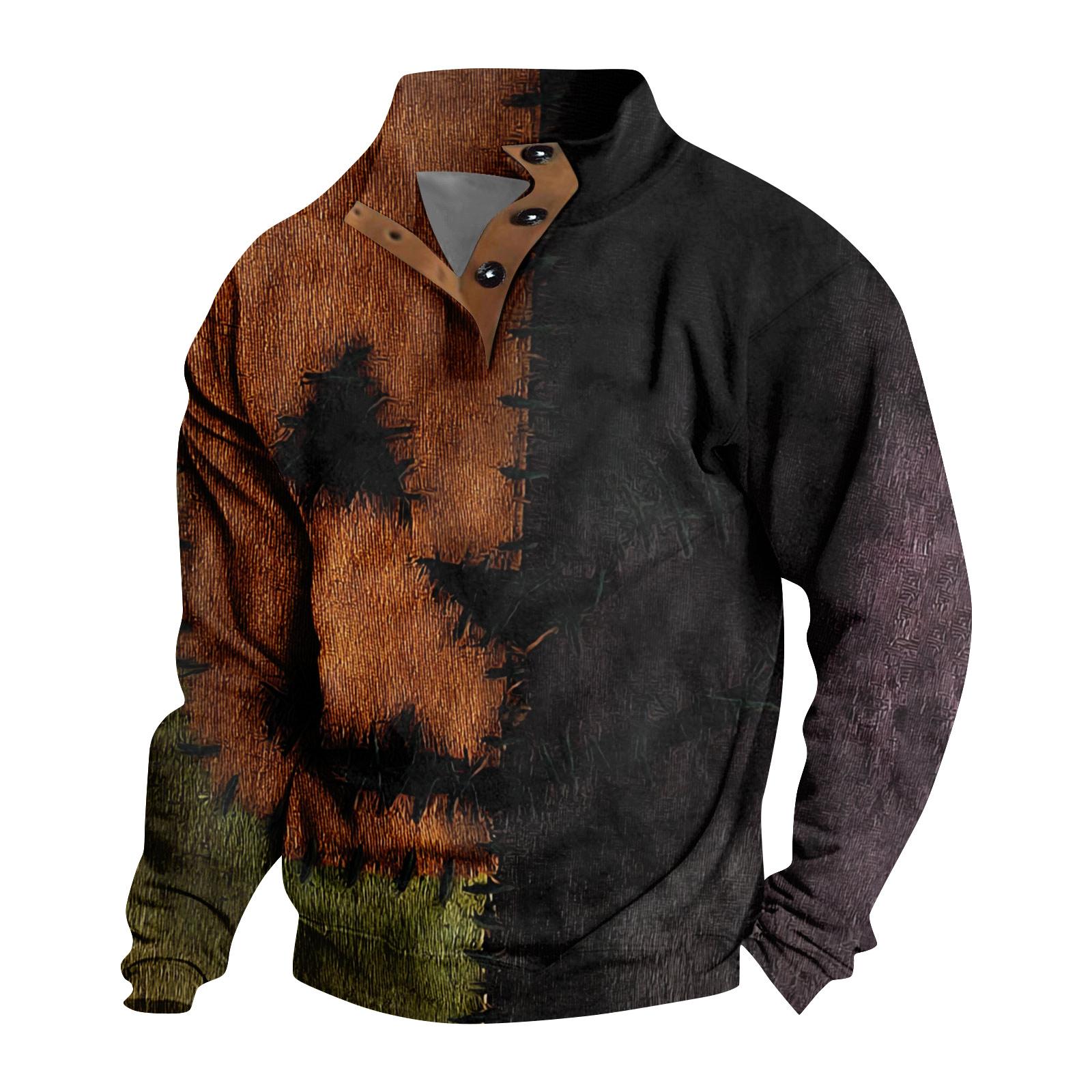 

Мужская повседневная модная рождественская принтованная толстовка без капюшона, широкая мужская свободная толстовка с капюшоном и воротником-стойкой M оранжевый