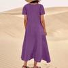Women's Solid Color Round Neck Short Sleeve Loose Hem Dress