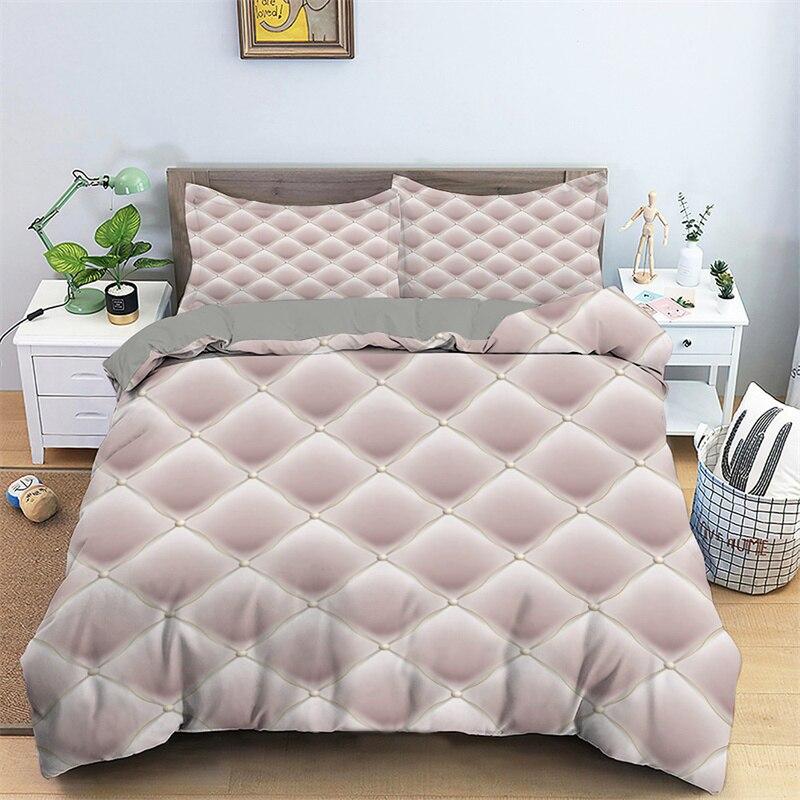 Digital 3D Printed Three-Piece Deluxe Abstract Geometric Covered Ultra Fiber Diamond Bedding