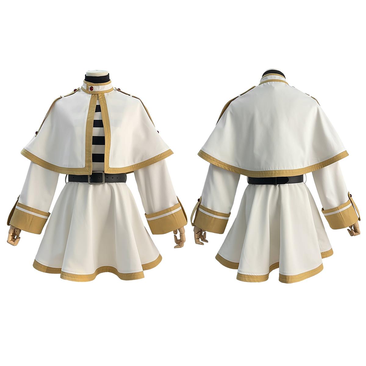 HOLOUN Frieren Beyond Journey's End Anime Frieren Cosplay Kostuum Sjaal Cape Jurk Pruik Grijze Paardenstaart Roos Net Kerst S white