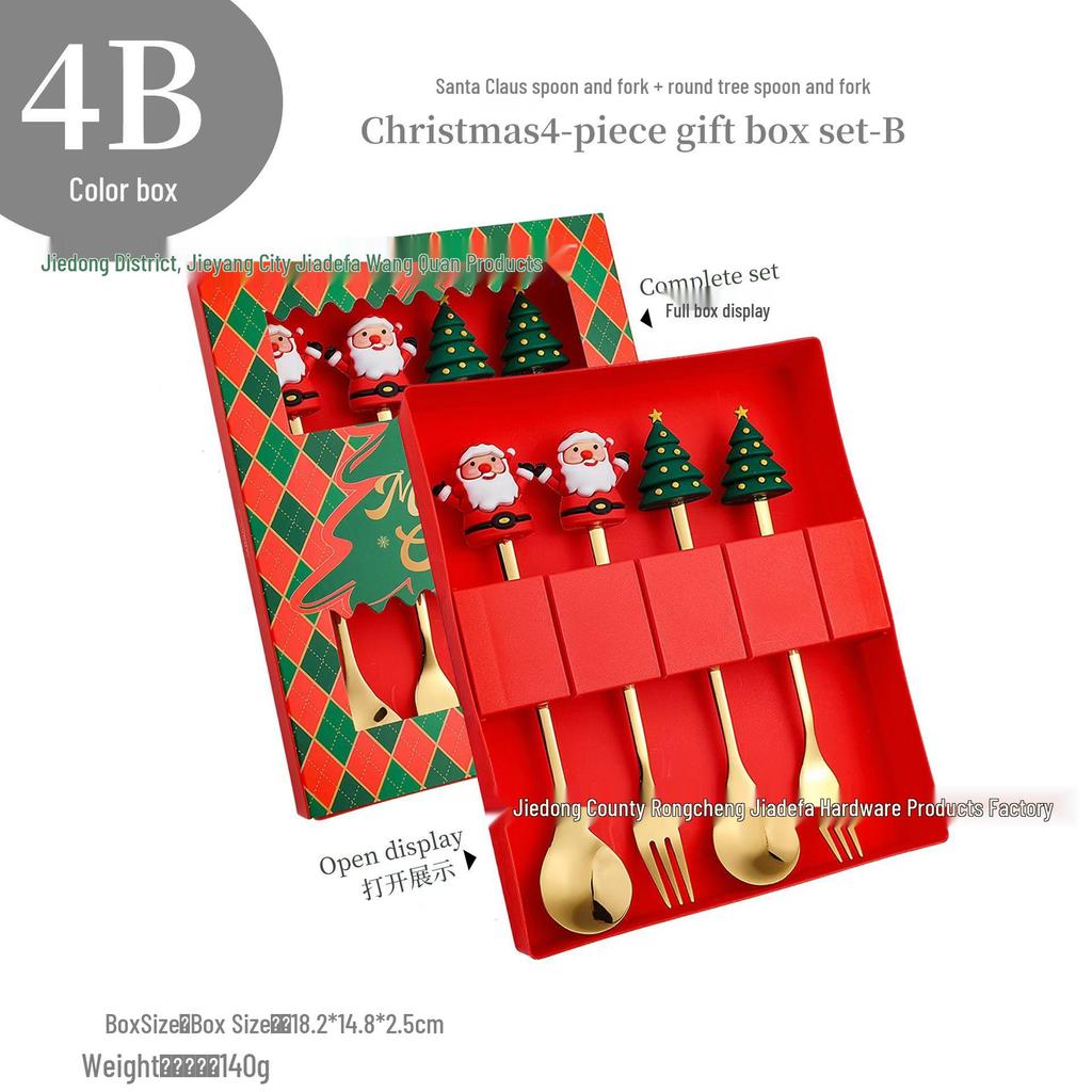 Weihnachtsbaum Edelstahl Löffel- und Gabelset - Kreatives Dessert- und Kaffee-Besteck