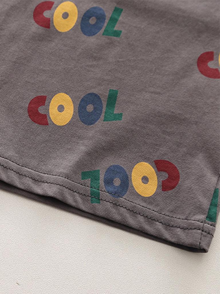 0-5 years old baby clothes casual suit summer new boys full of letters T-shirt denim shorts two-piece set fashion cotton