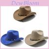 Ethnic Style Western Cowboy Hat With Large Brim For Outdoor Sunshade And Breathability