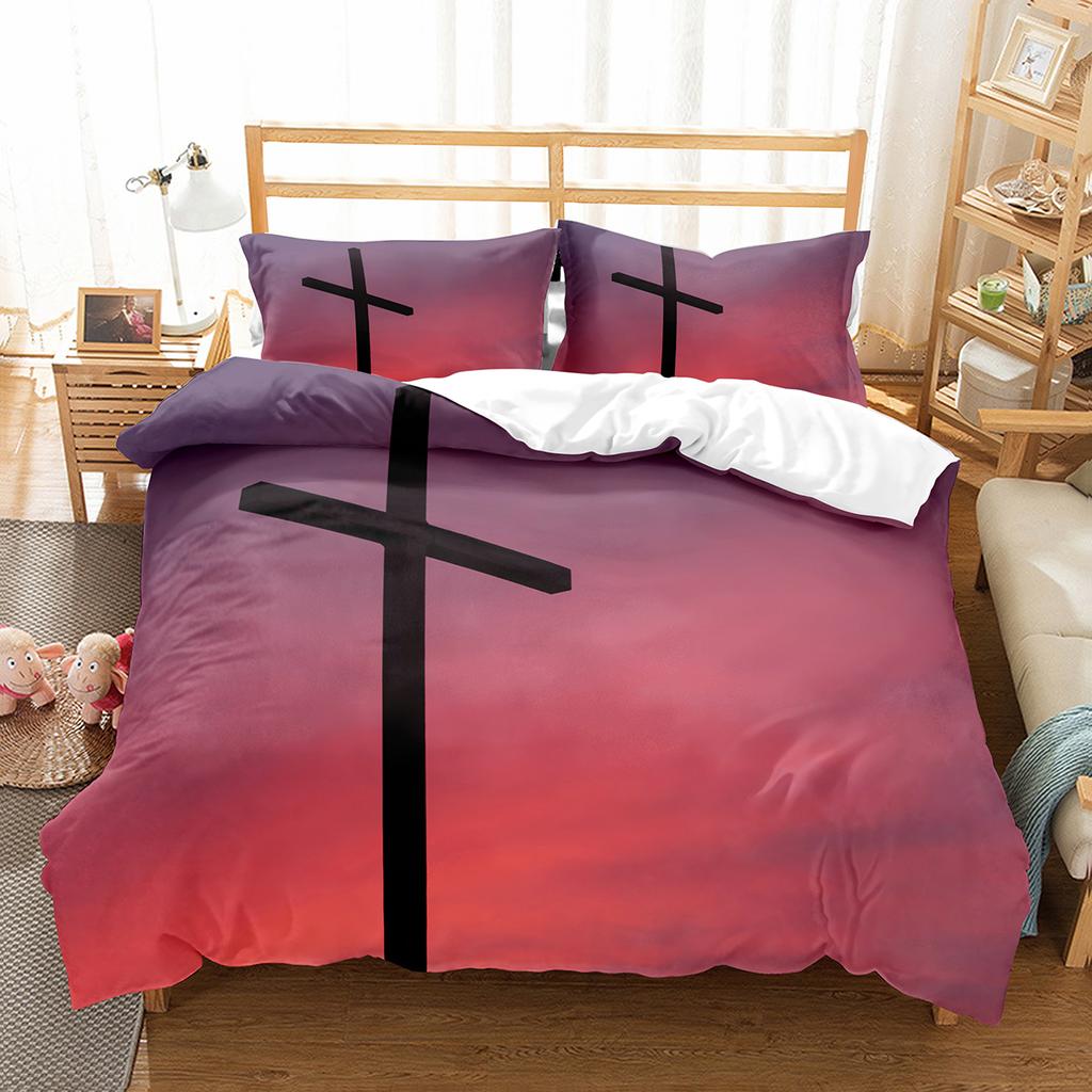 Comforter Christianity Bible Jesus Theme Religion Christian Cross Black Polyester King For Kids Adults