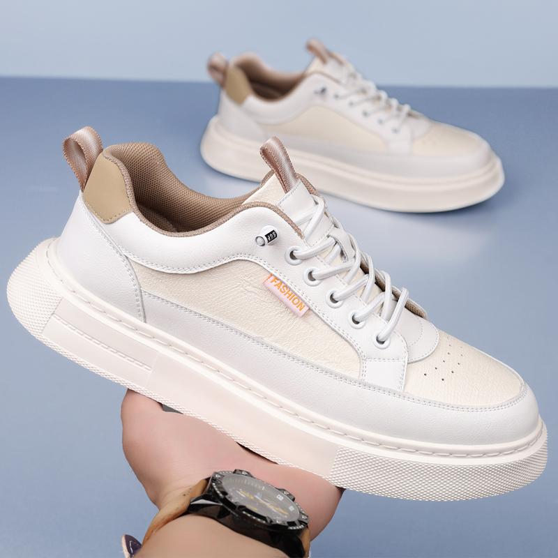 Fashion Stylish Men's Casual Leather Shoes Lace-Up Skateboard Footwear for Men Comfortable Sneakers Anti-Slip Tenis Masculino Trainers