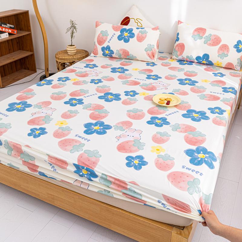 Printed Fitted Sheet Sets Lençol Single/Full/Queen/King Size Bed Sheets with Pillowcase for Home Elastic Band Mattress Cover