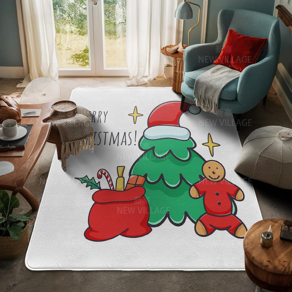 House Entrance Carpet Home Door Mat Living Room Bath Foot Bathroom Non-slip Water Absorption Rugs Bath Merry Christmas Winter
