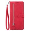 For Xiaomi 14T Zipper Wallet Case with Strap Flower Imprint PU Leather Phone Cover