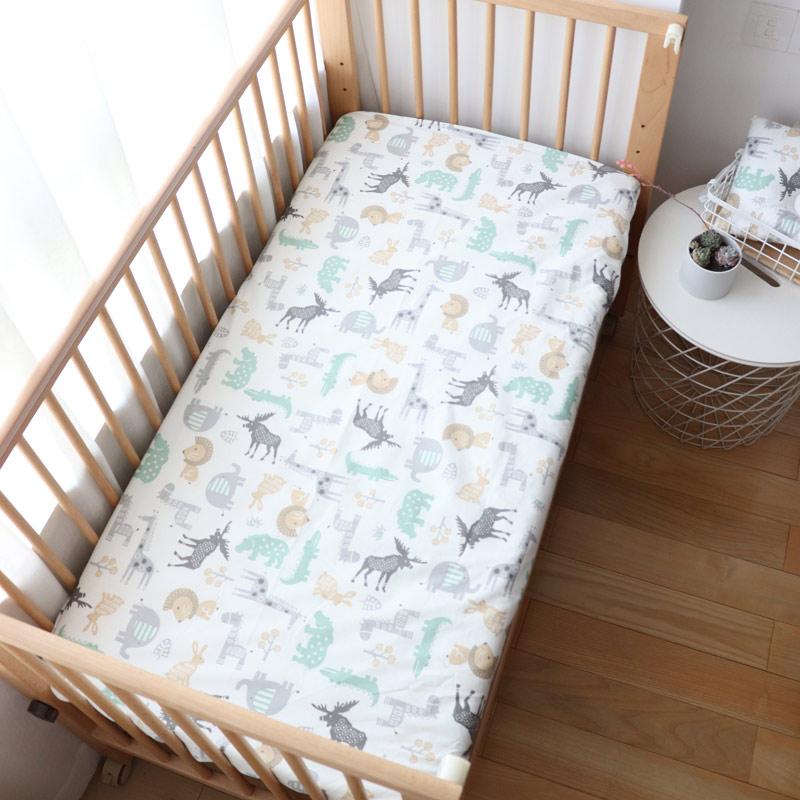 Baby Crib Fitted Sheet For Newborn Soft Cotton Bed Cot Mattress Cover With Rubber 130x70cm