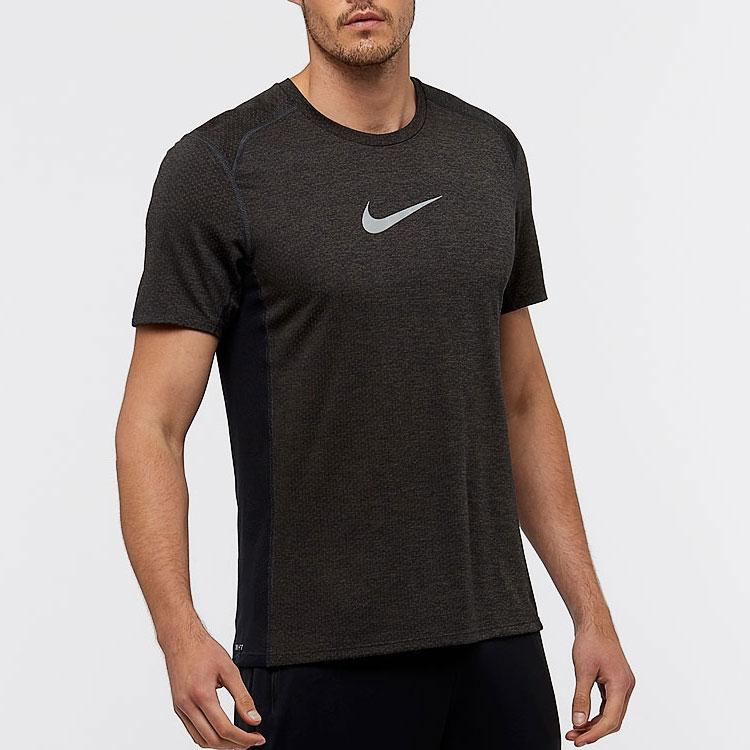 Nike Solid Color Sports Crew Neck Pullover Short Sleeve T-Shirt Men Tops Black Brown 834241-014