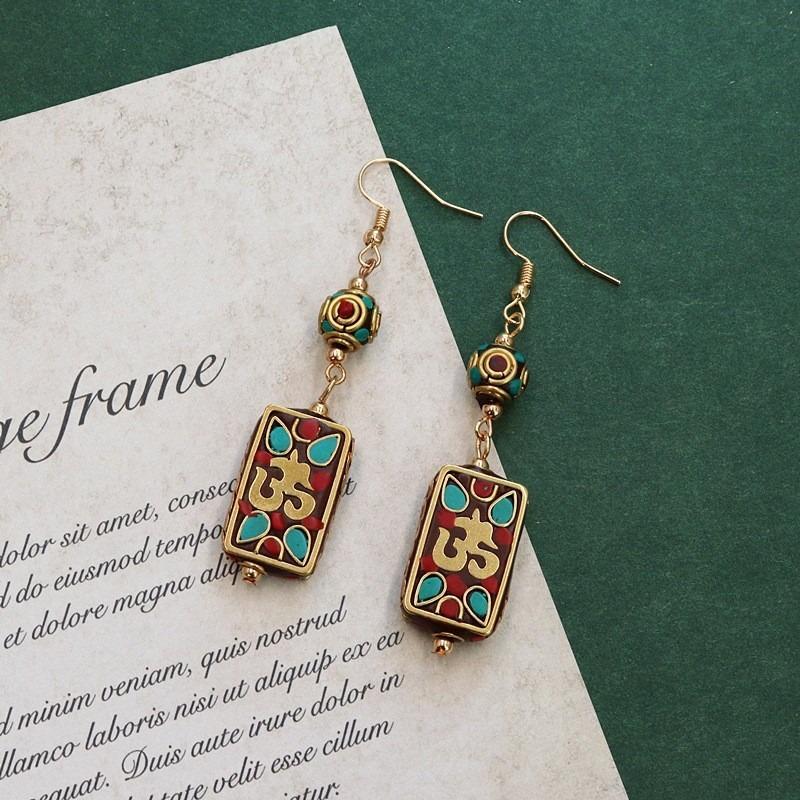 Retro niche design Nepalese exotic Tibetan earrings femininity simple personality handmade earrings