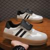 Fashion New Shoes for Men Women Genuine Leather Casual Shoes Trend Striped Flat Skateboard Shoes Street Cool Lace-up Sneaker