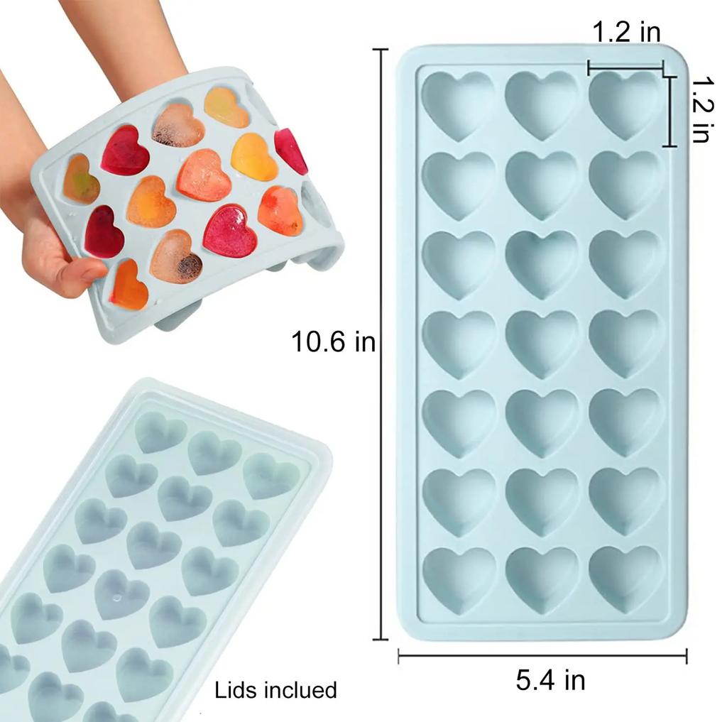 24 Grid Ice Cube Tray Silicone Mold Heart Shape Ice Cube Tray Mold Ice Maker Non-toxic Reusable Bar Pub Wine Ice Blocks Maker