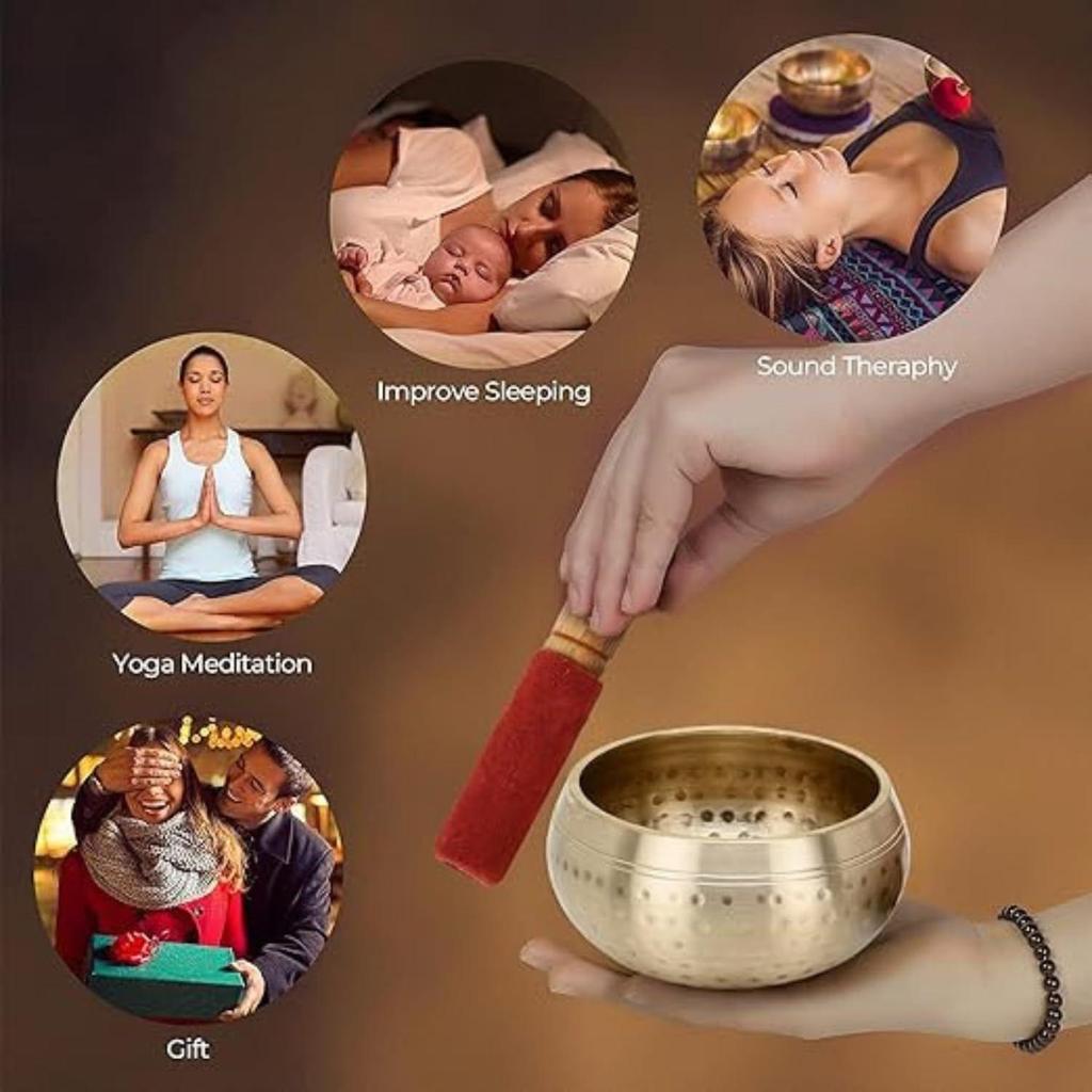 The Healing Store® 5" Inches Singing Bowl Tibetan Buddhist Prayer Instrument With Striker Stick