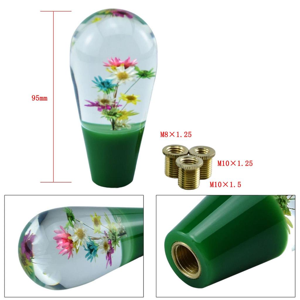 JINGLING Underwater Flower Shift Knob Gear Knob Crystal Showa Style Universal AT MT Car Compatible with Japanese Cars Custom 3 Types Adapter Included