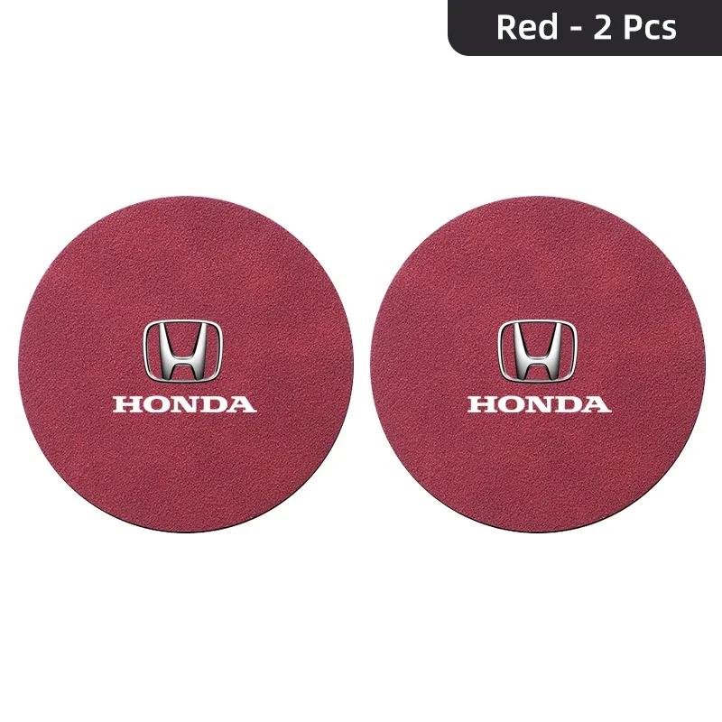 2pcs Car Coaster Water Cup Holder Anti-Slip Pad Suede Accessories for Honda Civic 10th 11th Gen Hrv Jazz City Fit Accord Crv