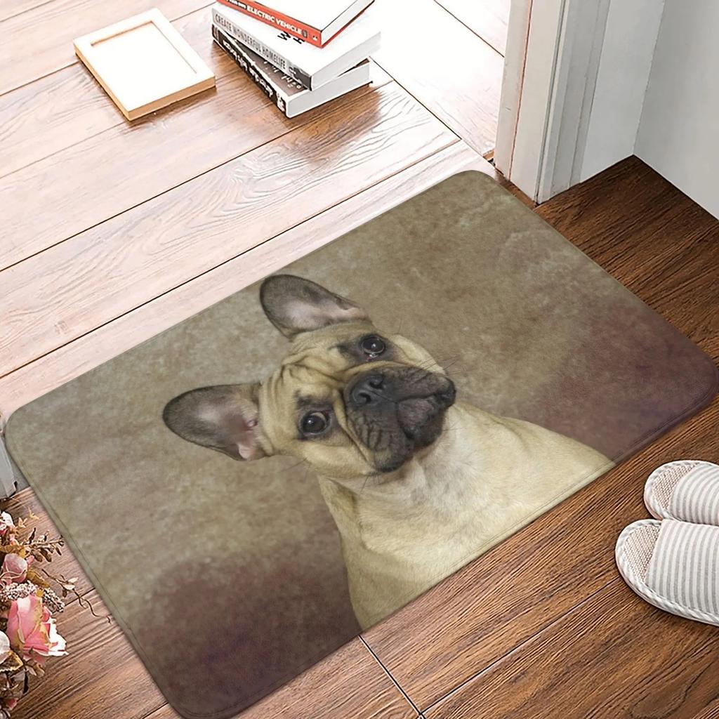 Pop Art Style Carpet  French Bulldog Face Door Mat  Anti Slip French Dog Pet Gift  Kitchen  Bedroom Entrance  Garden Carpet