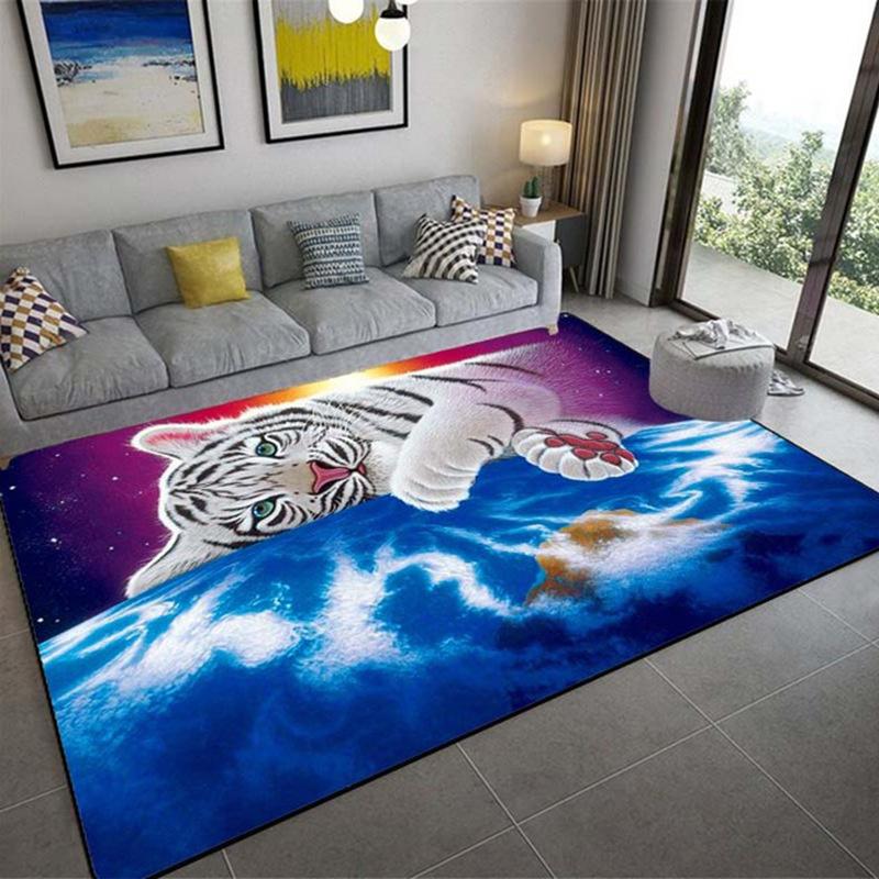 3D Animal Tiger Carpet Living Room Carpet Tea Table Sofa Floor Mat Living Room Hallway Rugs Bathroom Bath Non Slip Door Mats