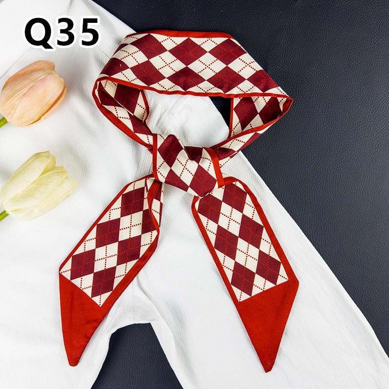 New Long Versatile Silk Scarf Tied Hair Band Bow Letter Floral Streamer Tied Bag Gift Small Silk Scarf