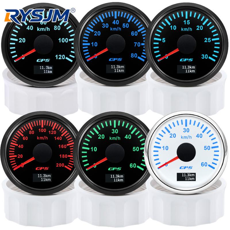 Waterproof 52MM GPS Speedometer 200km/h 120km/h 60 km/h Speed Odometer with Antenna 7 Colors Light Universal For Car Boat Marine