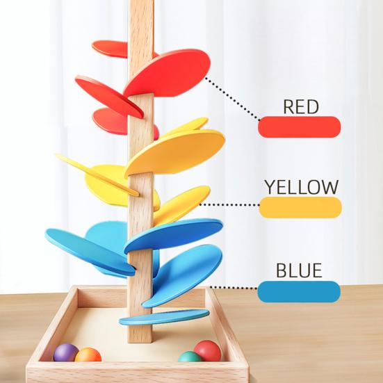 Marble Run Rainbow Sound Tree Children Fine Motor Skills Wooden Music Tree with 15 Balls Toddlers Boys Girls Educational Musical Tree Toy