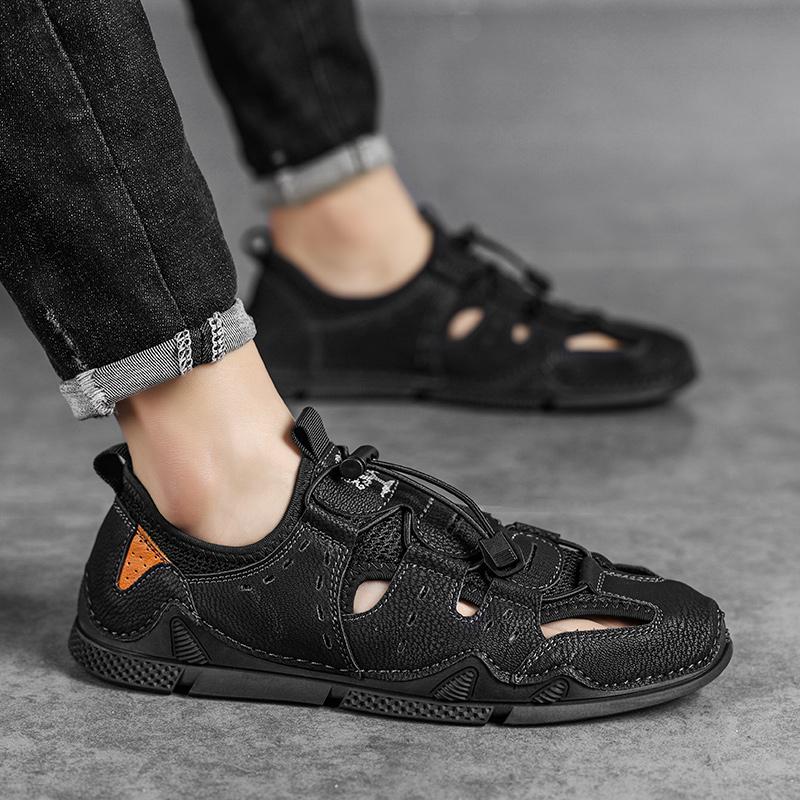 2024 New Summer Sandals Men Soft Leather Shoes Men's Hollow Octopus Sneakers Outdoor Antiskid Elasticity Beach Handmade Shoes