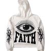 Mens Oversized Hooded Sweatshirt White Digital Print Streetwear Casual Long Sleeve