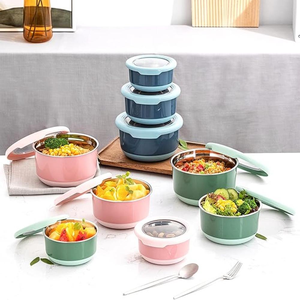 Round Stainless Steel Fresh-keeping Box Japanese-style Crisper Lunch Box for Student Kids