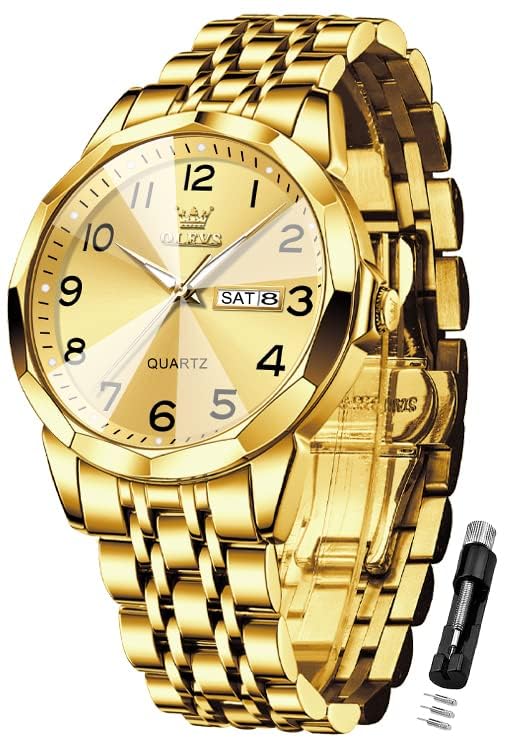 

OLEVS Watch Men s Stylish Popular Brand Men s Watch Waterproof Business Easy to Read Dial Analog Date Lightweight Quartz wathes for men gold