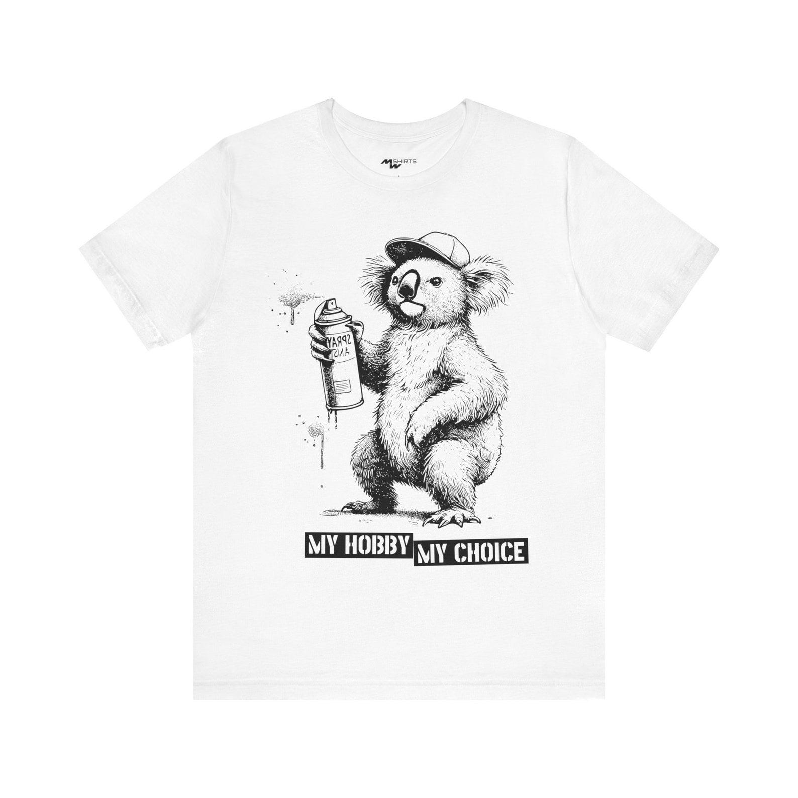Graffiti Koala Bear T-Shirt - Copper Engraving Vintage Style/ Unisex Jersey Short Sleeve Tee L