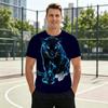 Neon Blue Panther 3D All Over Print Men's Crew Neck T-Shirt