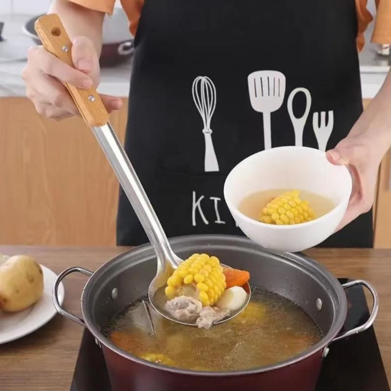 3Pcs/Set Stainless Steel Imitation Wood Grain Handle Spatula Leaky Shovel Spoon For Kitchen Light For Cooking Kitchen Tools