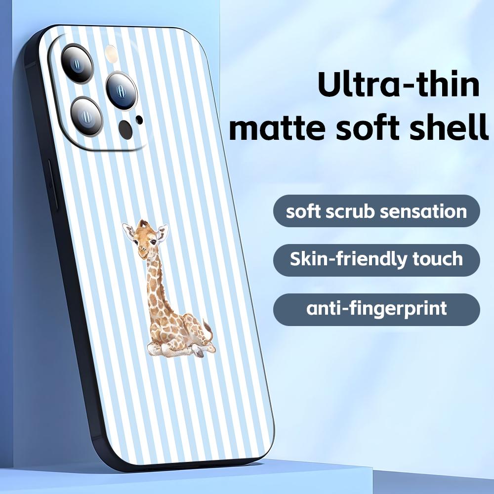 Süßes Giraffen-Handyhülle Für iPhone17 16 16e 15 14 13 12 11 Plus Mini Pro Max Weiche schwarze Stoßfeste Hülle