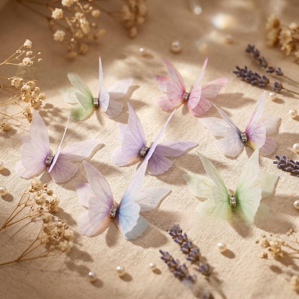 50Pcs Double-layer Chiffon Butterfly Embroidered Patches Bridal Hair Accessories