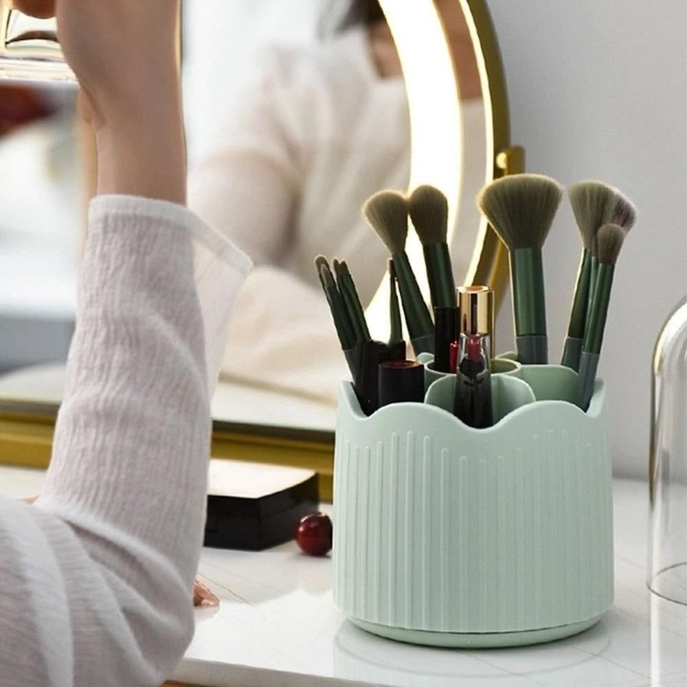 Dust-proof Rotatable Makeup Brush Box Detachable Desktop Makeup Organizer Jewelry Container