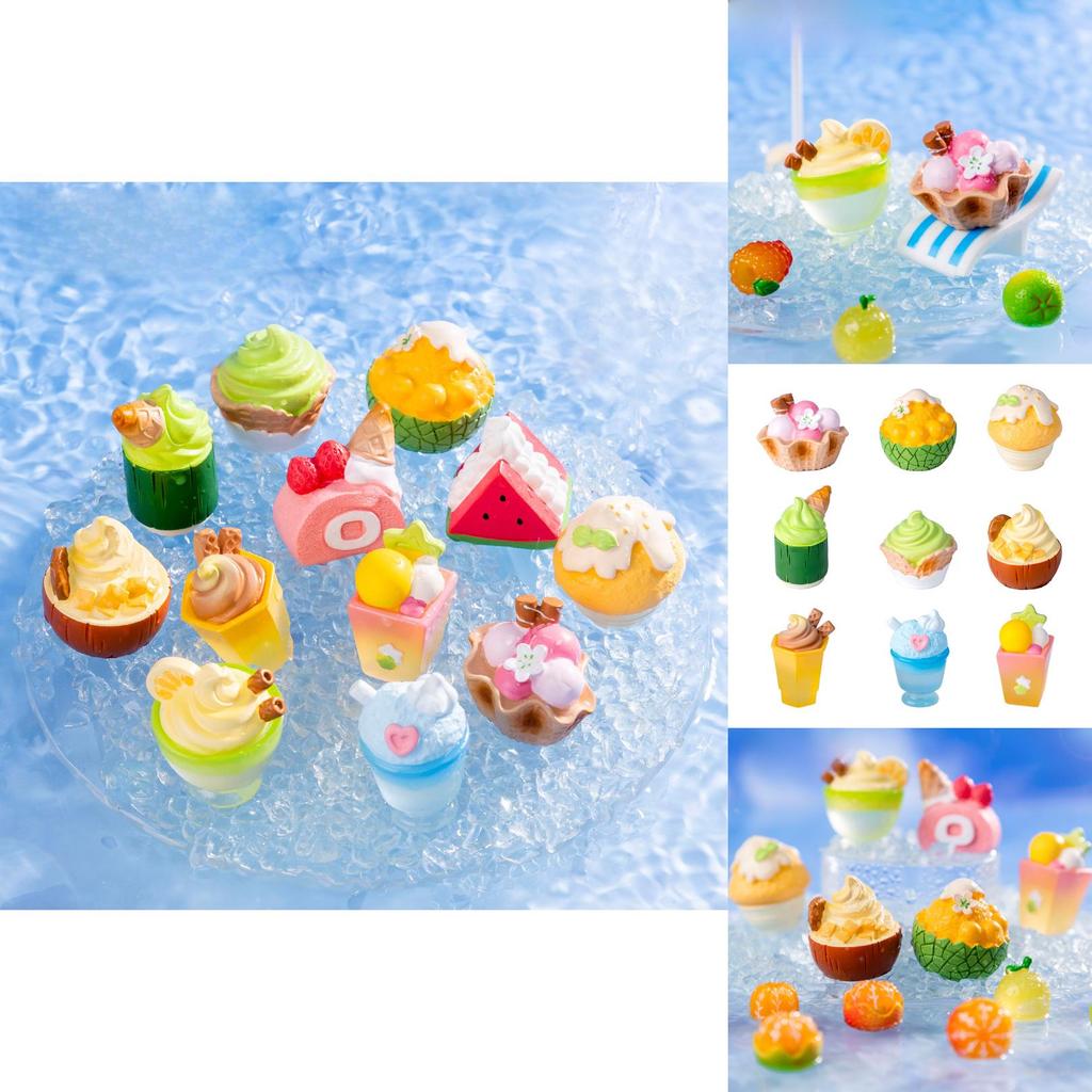 Creative Summer Ice Cream Resin Miniature Decorative Cup Set For Diy Projects