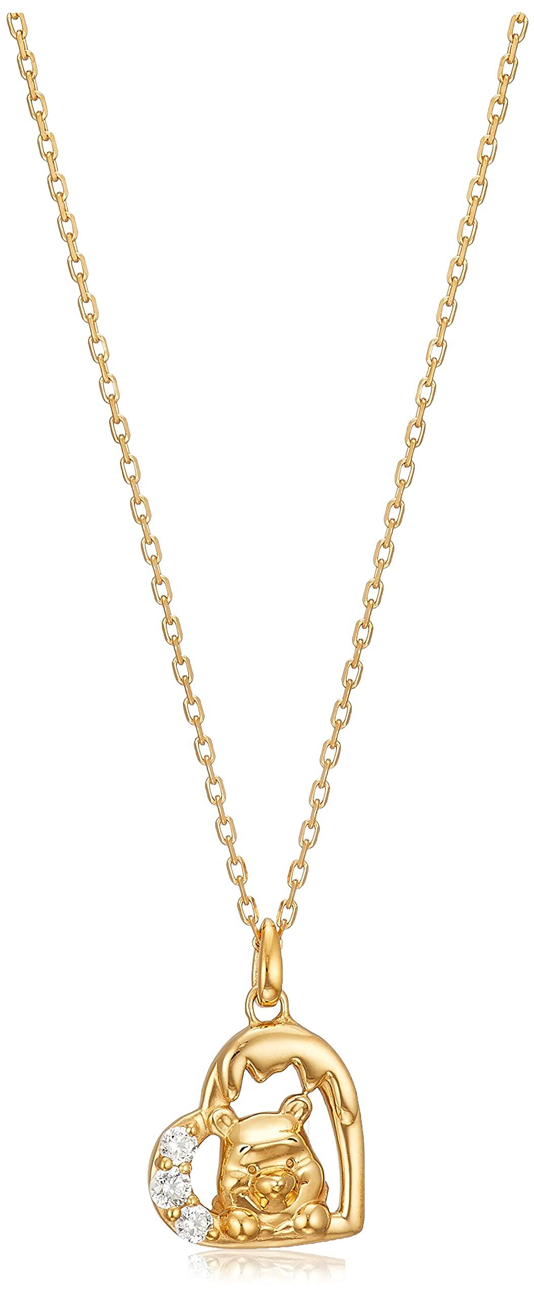 

Estelle Official Disney Winnie the Pooh Women s Necklace, Silver with Yellow Gold Plated Cubic Zirconia, 0772-2140-0019-0000