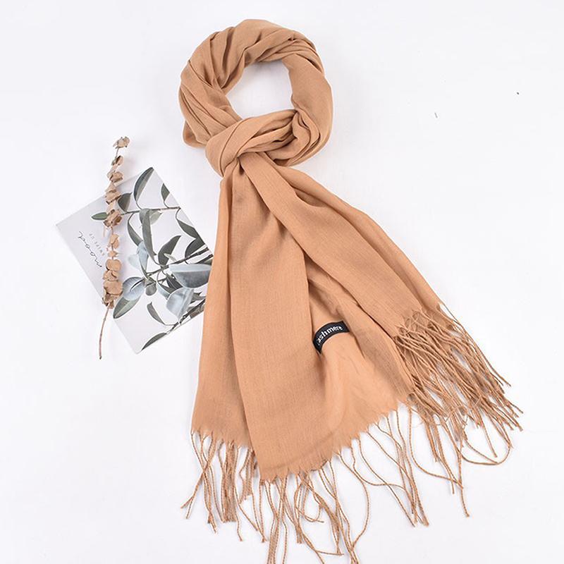Women 70x200cm Faux Cashmere Solid Fringe Scarf Minimalist Elegant A/C Shawl Soft Breathable Autumn And Winter Warm Scarf