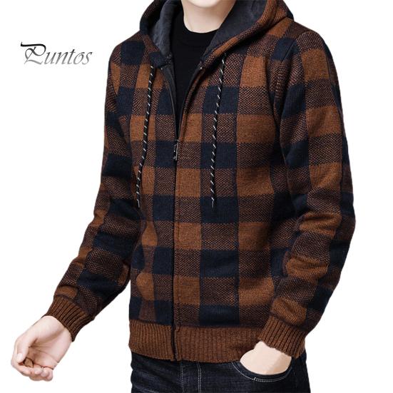 Plaid sweater with hood Clearance