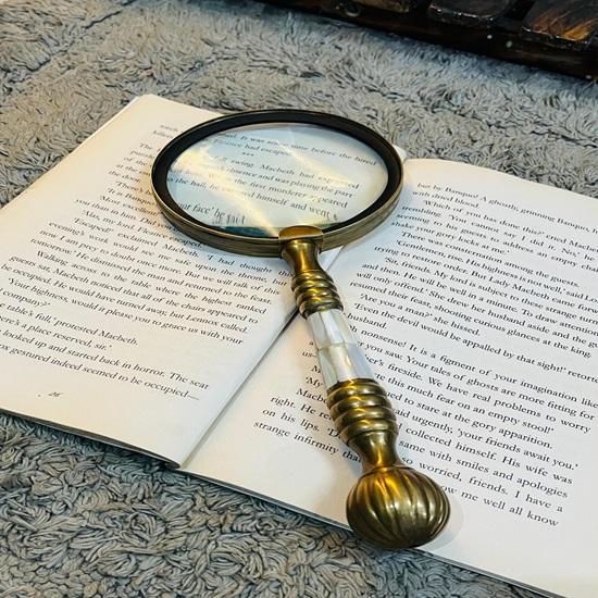 Antique  Magnifying Glass with Mother of Pearl Handle With Leather Belt