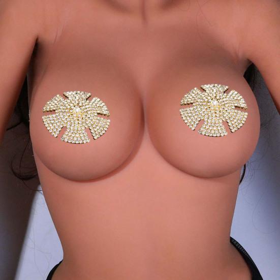 1 Pair Beautiful Sexy Lightweight Nipple Sticker Rhinestone Embedded Breast Cover Pasties Body Jewelry