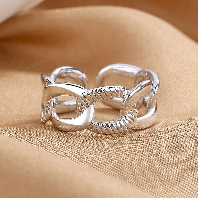 925 Sterling Silver HipHop Ring Open Adjustable Silver/Gold for Women Exquisite Student Girlfriend Jewelry Wedding Party GiftG
