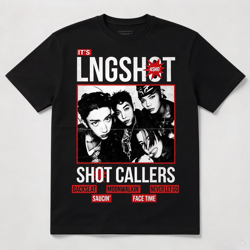 Lngshot Kpop Boy Group Fan Tshirt Unisex Short Sleeve Hip Hop Concert Trendy Streetwear Music Festival Y2k Tee